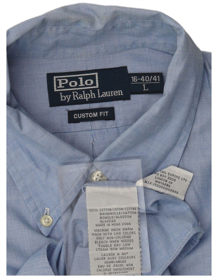 POLO RALPH LAUREN Herren-Hemd mit individueller Passform, Größe 16 40/41, große blaue Baumwolle