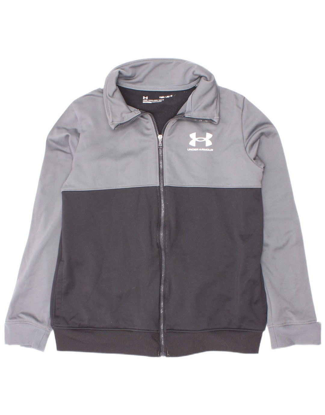 Under Armour Jungen-Trainingsanzug-Top-Jacke, 9–10 Jahre, Mittelgrau, Farbblock