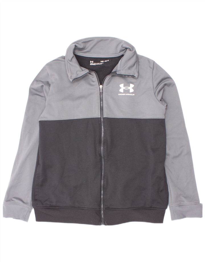 Under Armour Jungen-Trainingsanzug-Top-Jacke, 9–10 Jahre, Mittelgrau, Farbblock