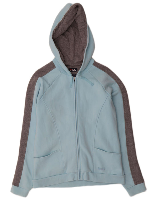 Fila Damen-Kapuzenpullover mit Reißverschluss, UK 16, Größe L, Blau, Colourblock-Baumwolle