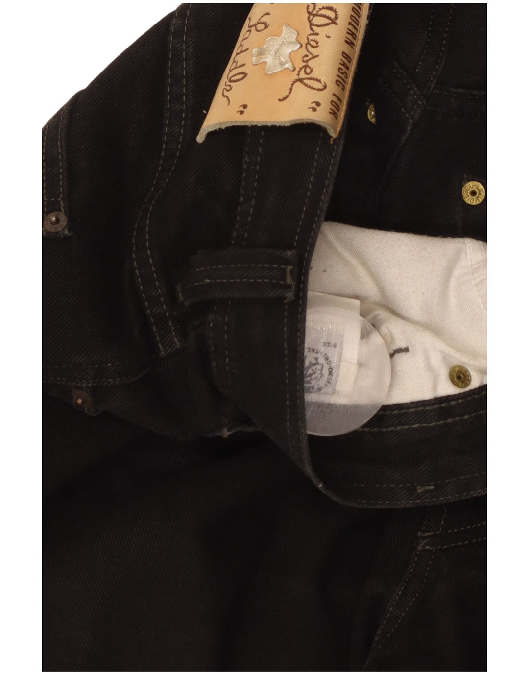 DIESEL Herren Straight Jeans W36 L28 Schwarze Baumwolle