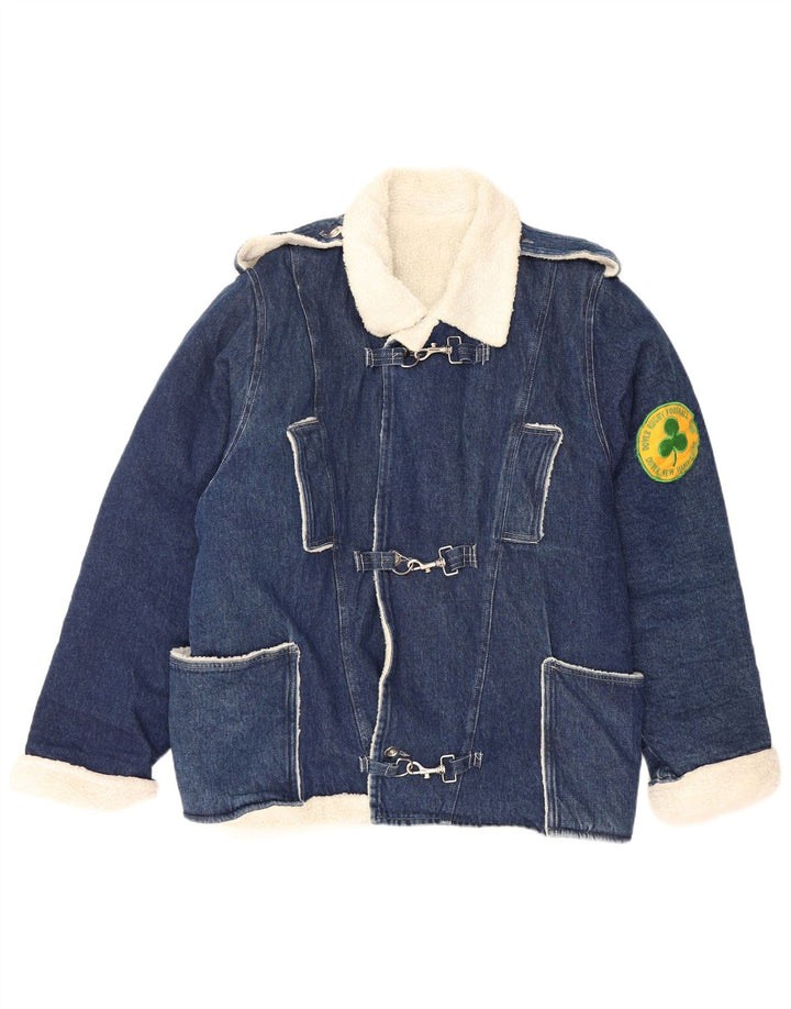 VINTAGE Herren Dover Sherpa Jeansjacke UK 40 Large Blau