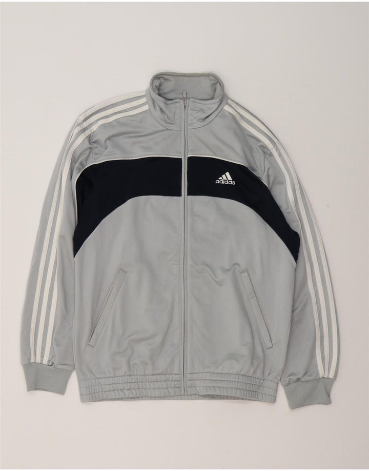 Adidas Herren-Trainingsanzug-Oberteiljacke UK 36/38 Small Graues Colourblock-Polyester