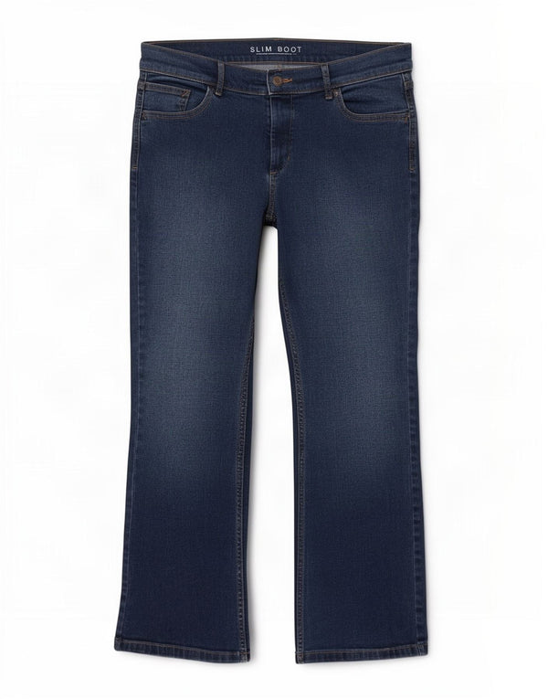 Marks & Spencer Damen Slim Bootcut Jeans UK 14 Large W33 L27 Blaue Baumwolle