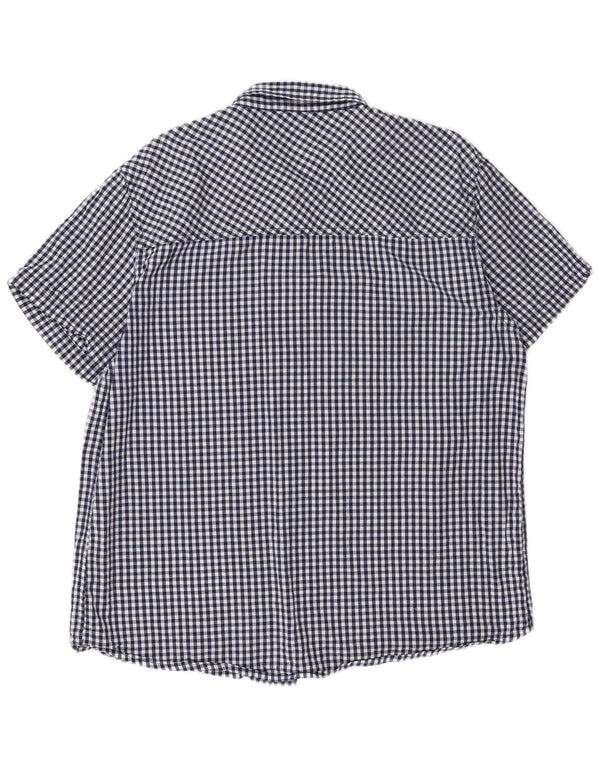 Mountain Warehouse Herren-Kurzarmhemd 2XL aus marineblauer Gingham-Baumwolle