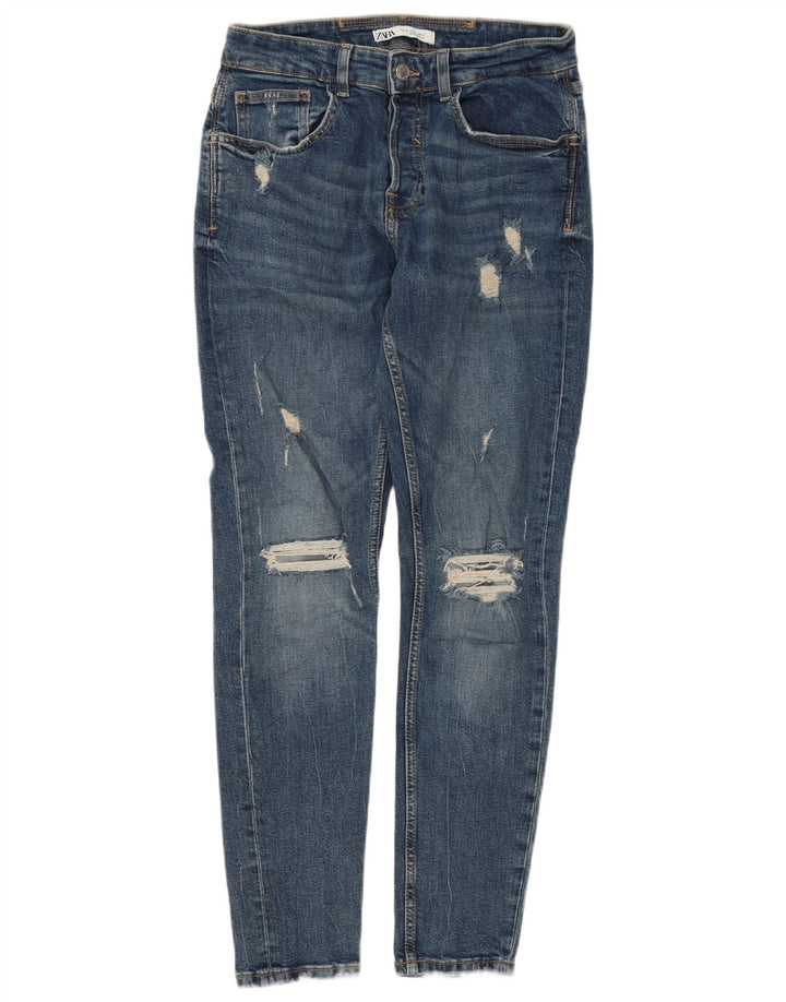Zara Herren Distressed Skinny Jeans EU 40 Mittel W31 L30 Blau