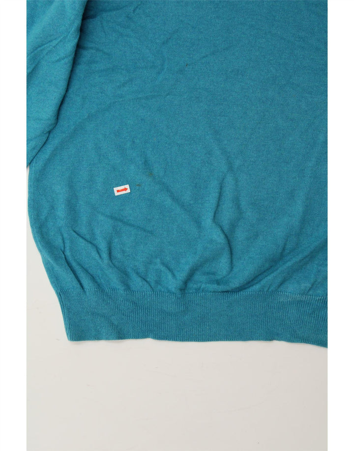 L.L.BEAN Mens V-Neck Jumper Sweater Medium Blue Cotton Vintage L.L.Bean and Second-Hand L.L.Bean from Messina Hembry 
