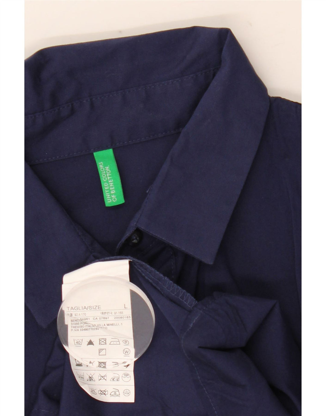 Benetton Damen-Pullover-Hemd, UK 44, Größe L, Marineblau, Baumwolle