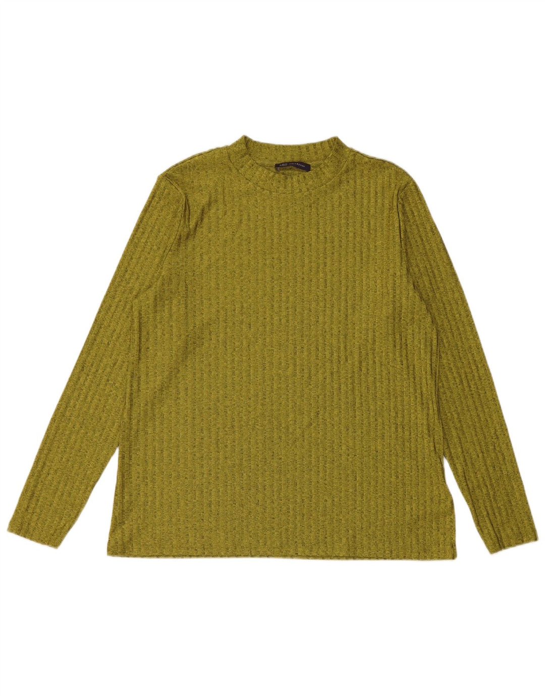 Marks & Spencer Damen Top Langarm UK 16 Large Grün geflecktes Polyester