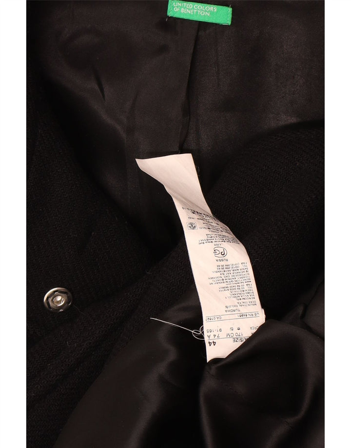 Benetton Damen Dufflecoat mit Kapuze IT 44 Mittelschwarze Wolle