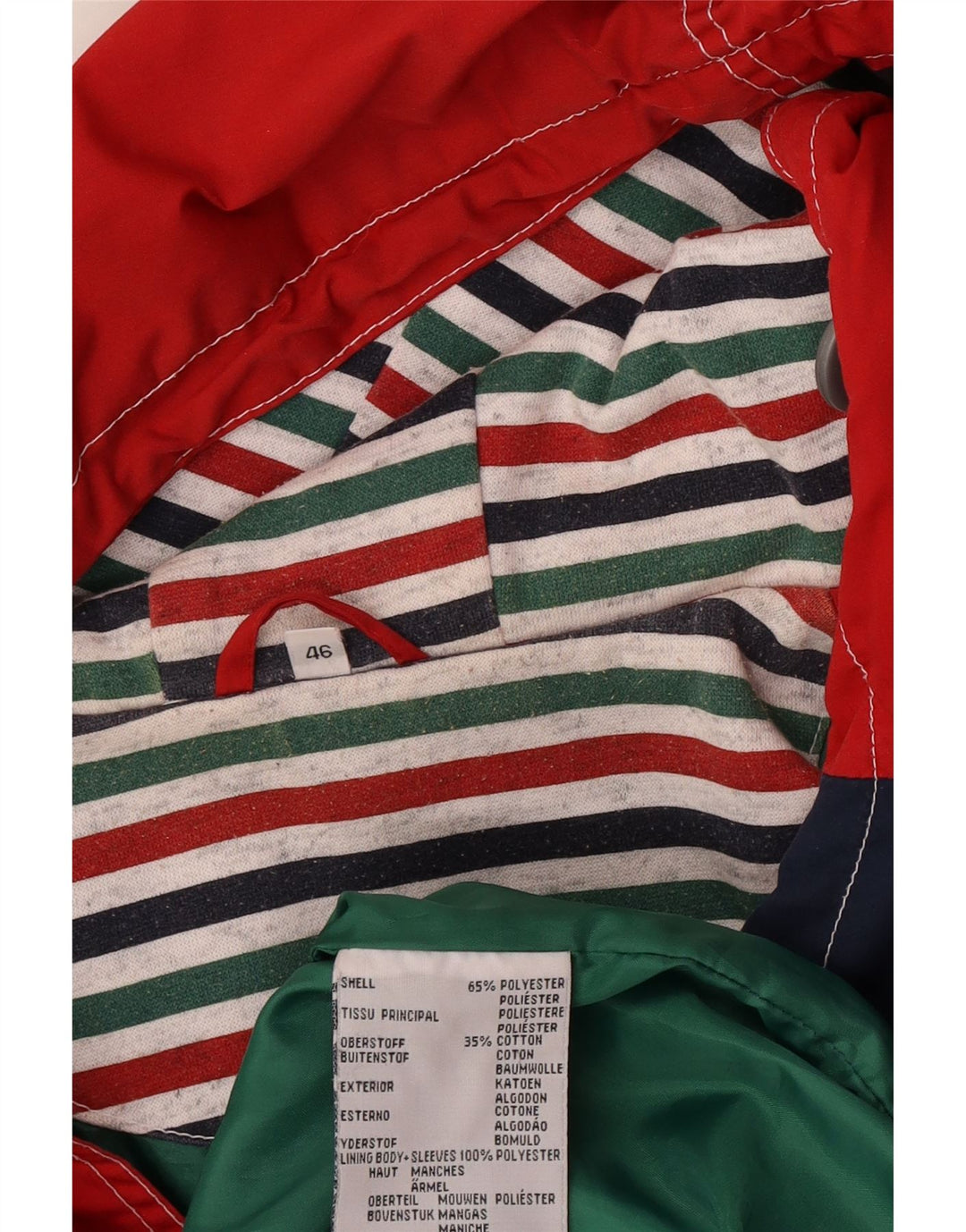 Vintage Damen-Windbreakerjacke mit Kapuze, übergroß, EU 46, XL, Rot, Farbblock
