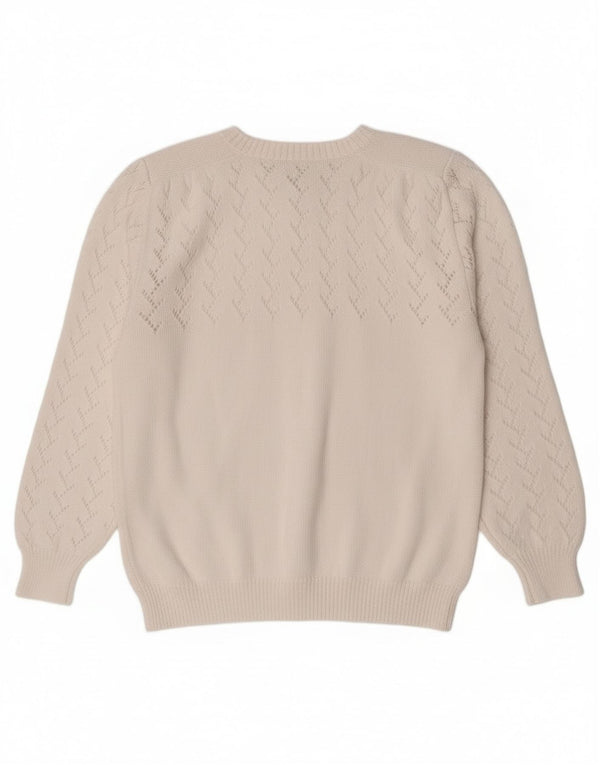 Vintage Damen Cardigan Pullover UK 14 Mittelweiß