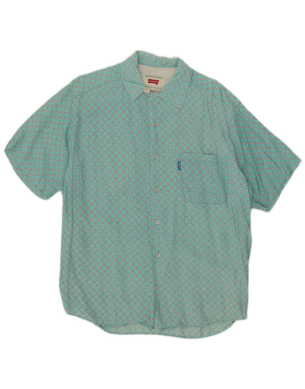Carrera Herren Kurzarmhemd Medium Türkis Blumenmuster
