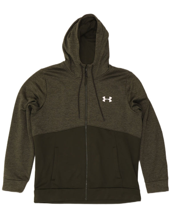 Under Armour Herren Cold Gear Zip Hoodie Pullover XL Khaki geflecktes Polyester