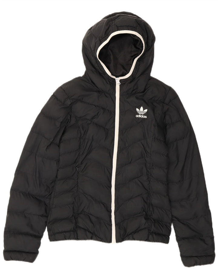 Adidas Damen-Kapuzenjacke, wattiert, Gr. 10, Größe S, Schwarz, Polyester