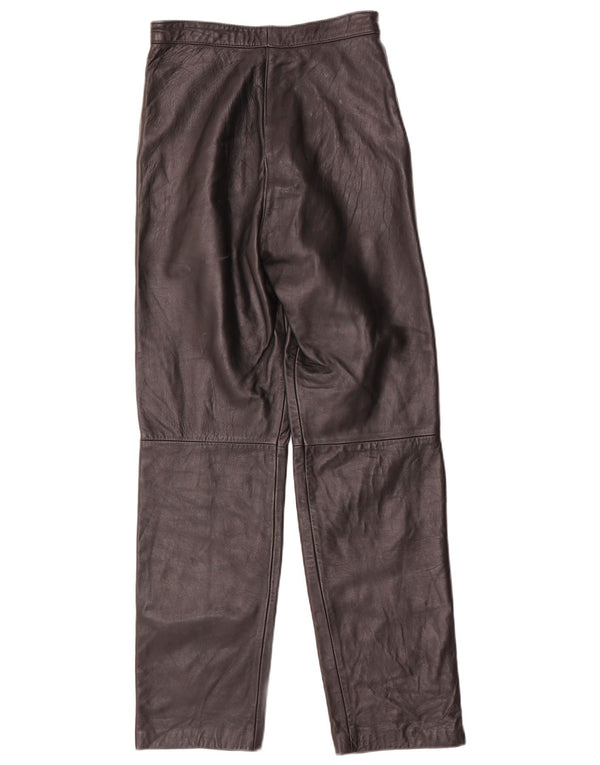 Vintage Damen Lederhose mit hoher Taille IT 42 Medium W24 L30 Schwarz