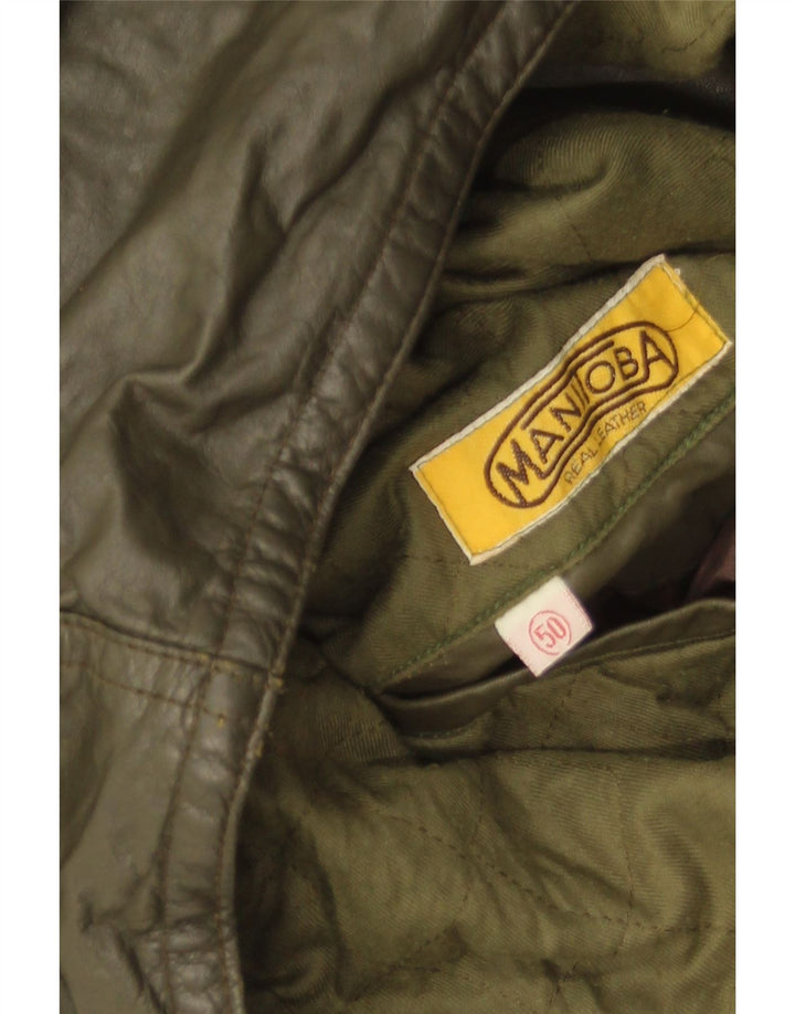 Vintage Herren Lederjacke IT 50 großes Khaki-Leder