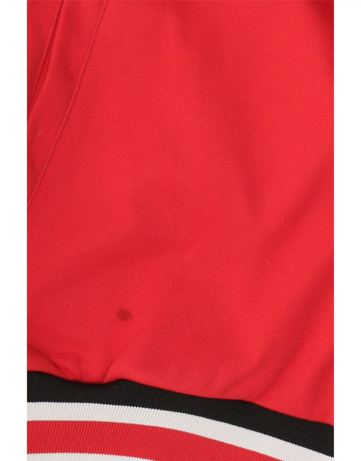 Asics Herren-Kapuzenpullover mit Reißverschluss, mittelrot, gestreift, Sport