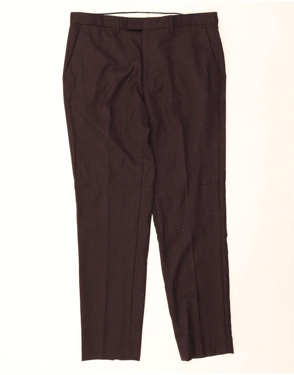 Marks & Spencer Herren-Anzughose mit maßgeschneiderter Passform, W36, L33, burgunderrote Wolle