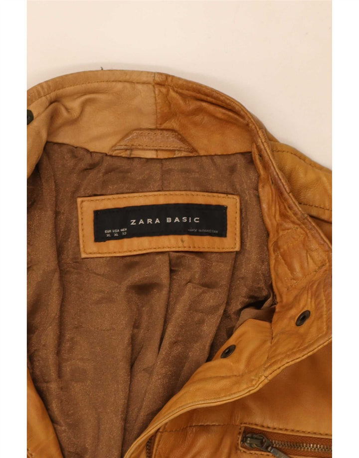 Zara Damen Lederjacke UK 18 XL Beige