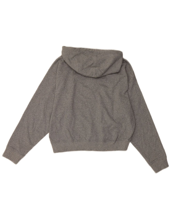 Champion Womens Graphic Crop Hoodie Pullover UK 14 Mittelgraue Baumwolle