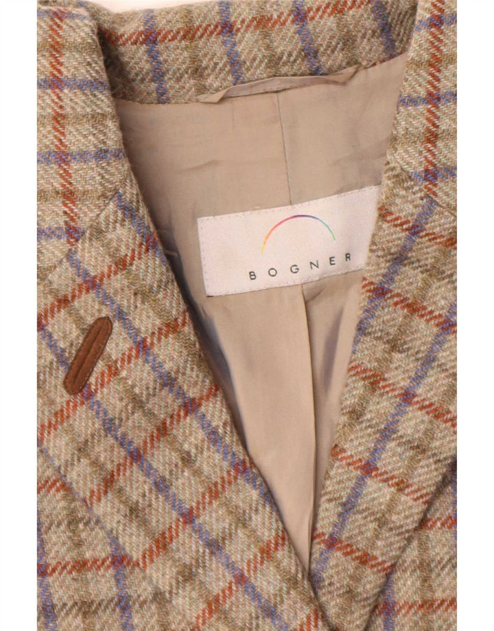 Bogner Damen-Blazer mit 3 Knöpfen, Gr. 14, groß, grün kariert