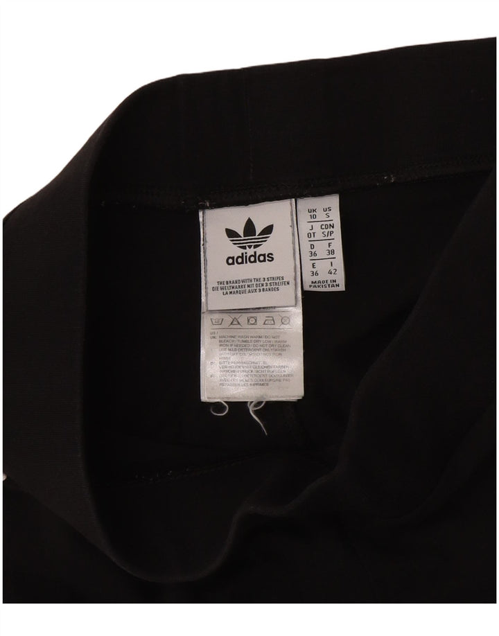 Adidas Damen Leggings UK 10 Small Schwarz Baumwolle