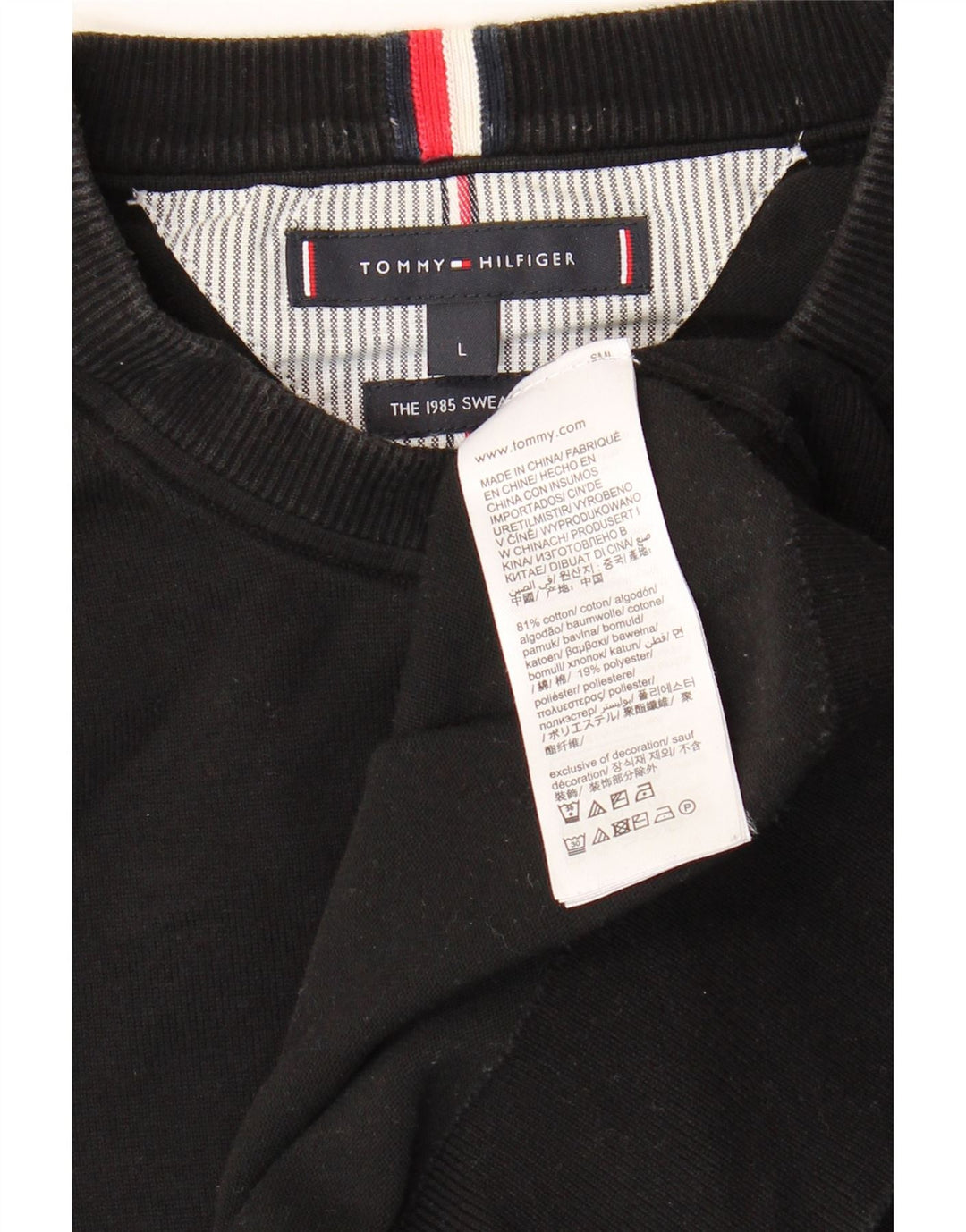 TOMMY HILFIGER Herren Sweatshirt Pullover Große schwarze Baumwolle