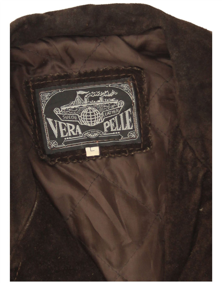 Vintage Damen Wildlederjacke UK 16 Großes braunes Leder