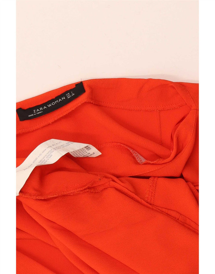 Zara Damen Bluse Top UK 14 Große rote Viskose