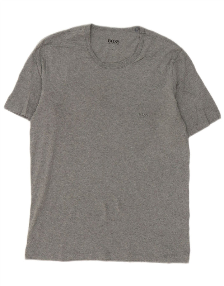 Hugo Boss Herren T-Shirt Top Large Grau Baumwolle
