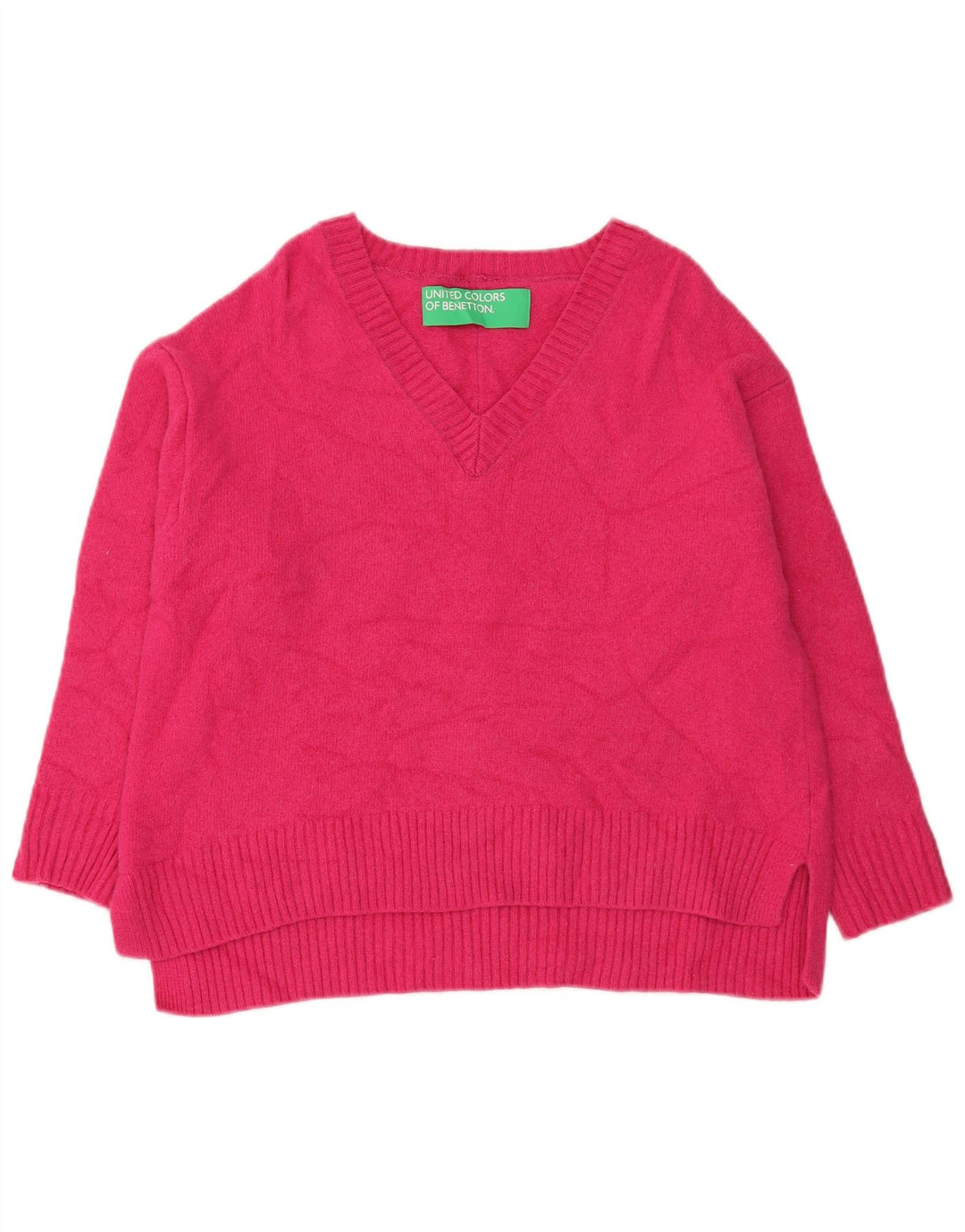 Benetton Damen-Pullover mit V-Ausschnitt, Gr. 16, Rosa