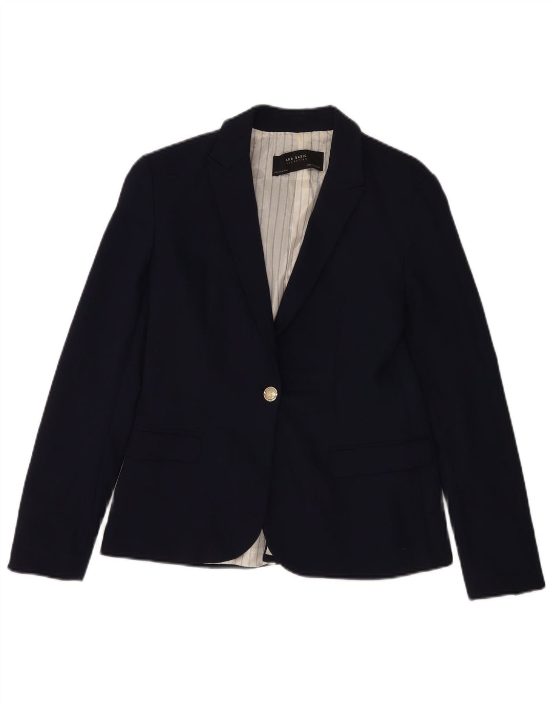 Zara Damen 1-Knopf-Blazerjacke UK 12 Mittelmarineblaue Baumwolle