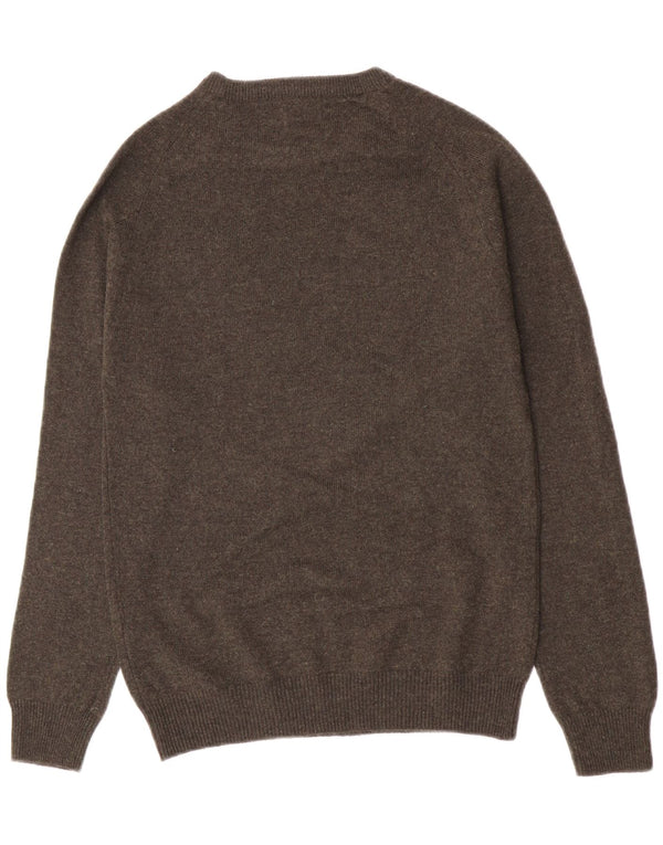 Marks & Spencer Herren-Pullover mit Rundhalsausschnitt, klein, grün gefleckte Lammwolle