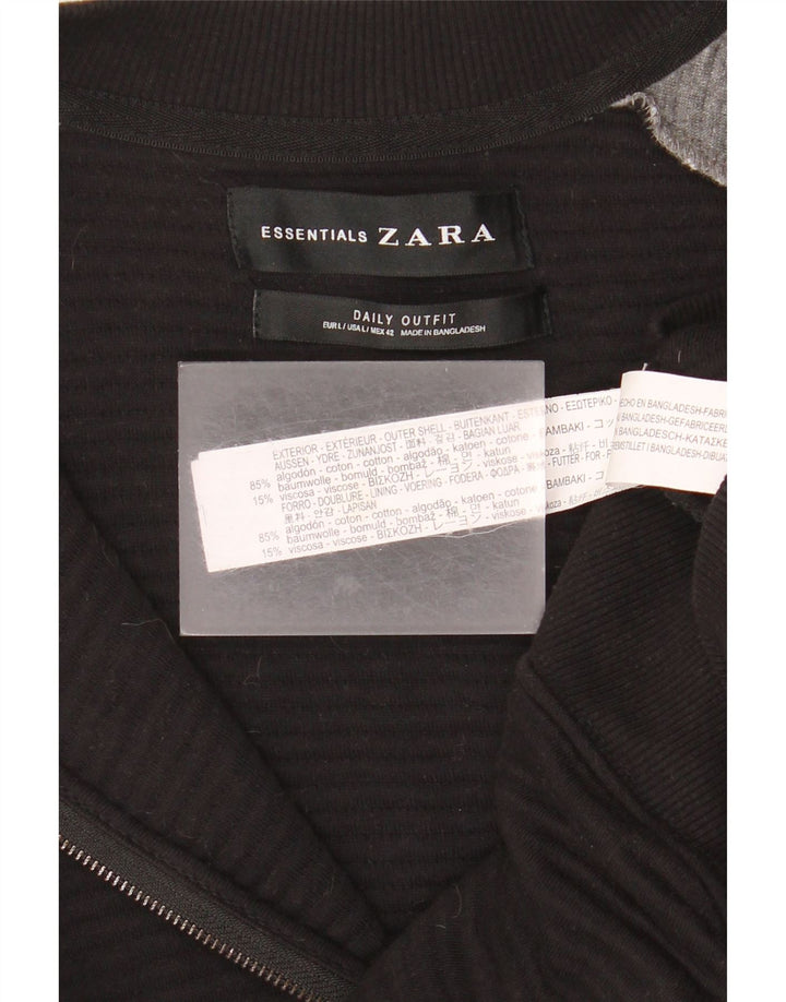 Zara Herren-Trainingsanzug-Oberteil, Jacke, groß, schwarze Farbblock-Baumwolle