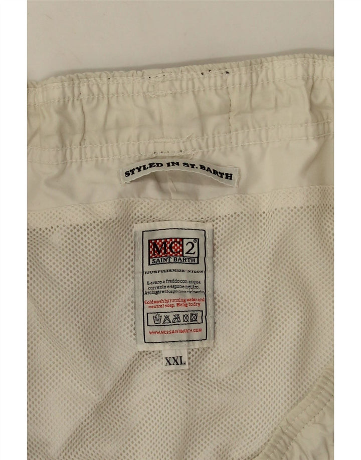 Saint Barth Herren Badeshorts mit Grafik, 2XL, Weiß, Polyamid
