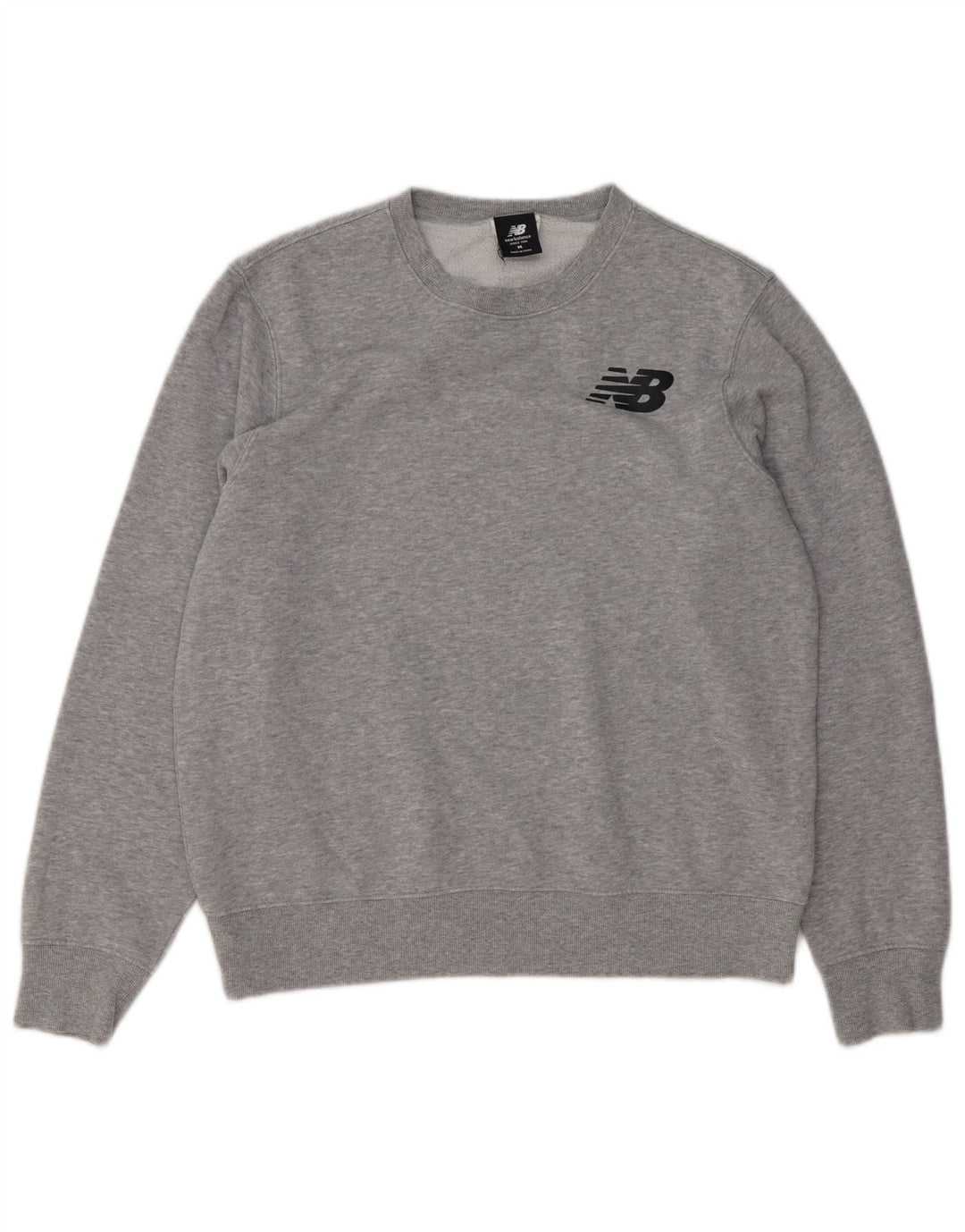 New Balance Herren-Sweatshirt-Pullover aus mittelgrau gefleckter Baumwolle