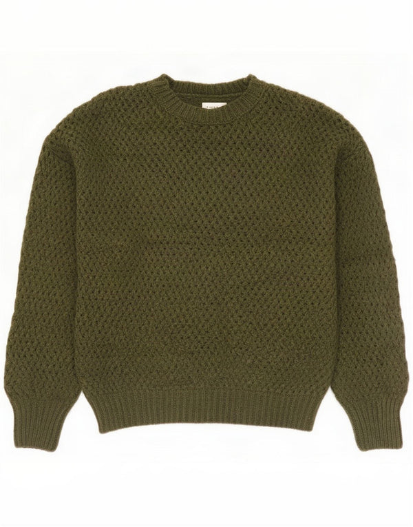 Topshop Damen Übergroßer Häkel-Rundhalspullover Pullover UK 10 Small Khaki