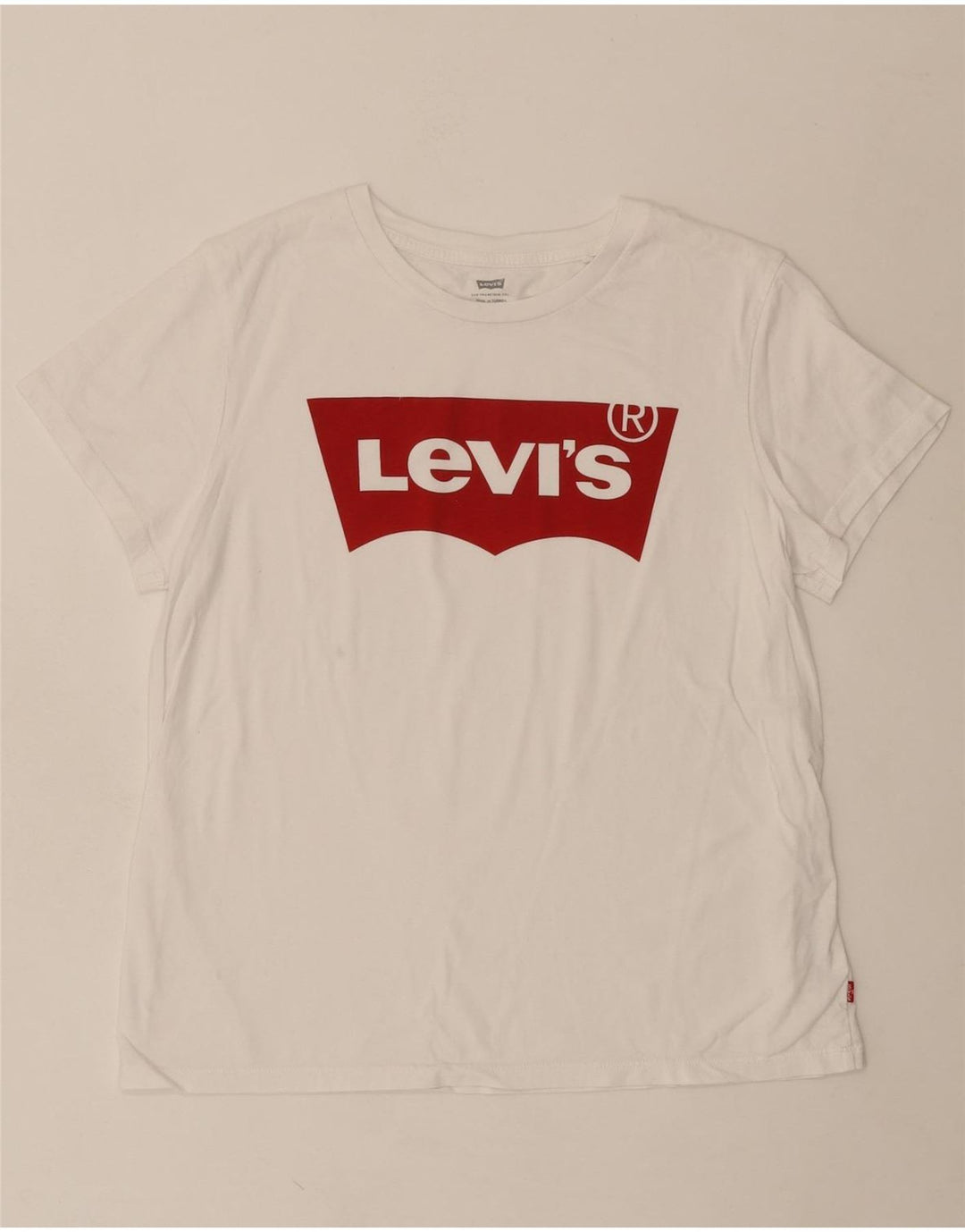 LEVI'S Womens Graphic T-Shirt Top UK 14 Large White Cotton Vintage Levi's and Second-Hand Levi's from Messina Hembry 