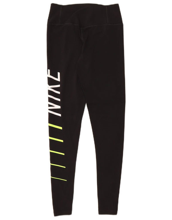 Nike Damen Dri Fit Graphic Leggings UK 4 XS Schwarz Baumwolle