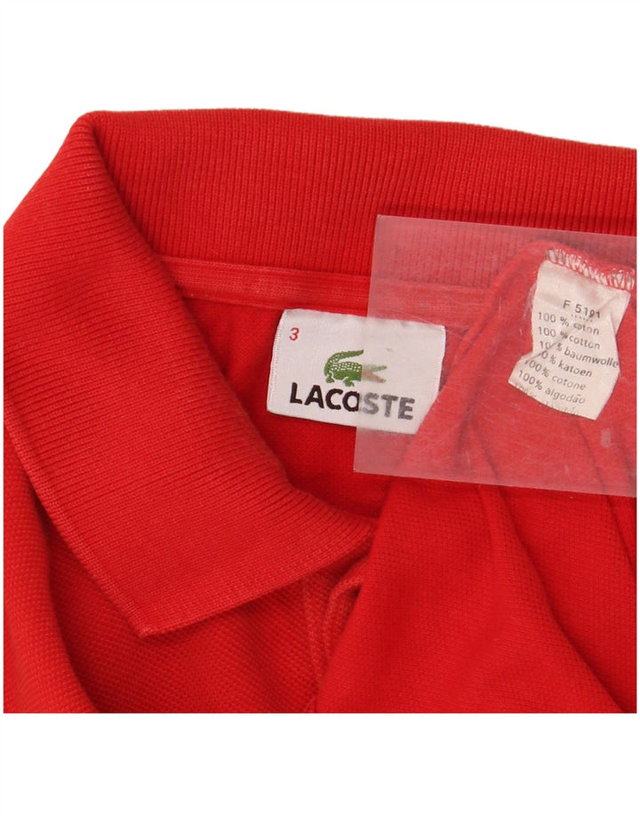 LACOSTE Herren-Langarm-Poloshirt, Größe 3, klein, rote Baumwolle