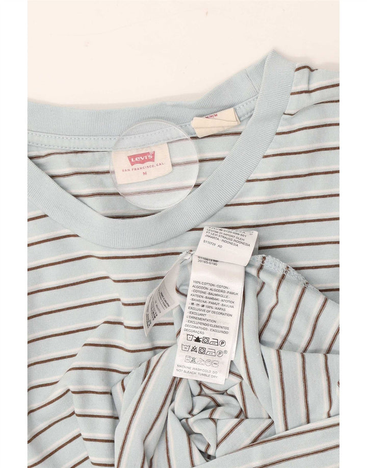 Levi's Damen T-Shirt Top UK 14 Mittelblau gestreift aus Baumwolle