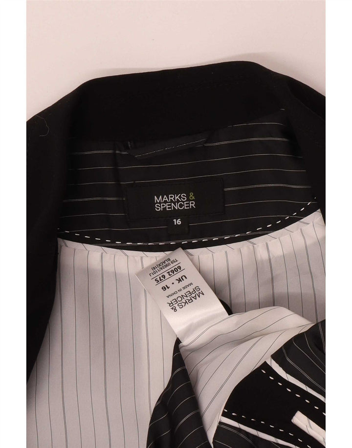 Marks & Spencer Damen-Blazerjacke mit 1 Knopf, UK 16, Größe L, Schwarz, Polyester