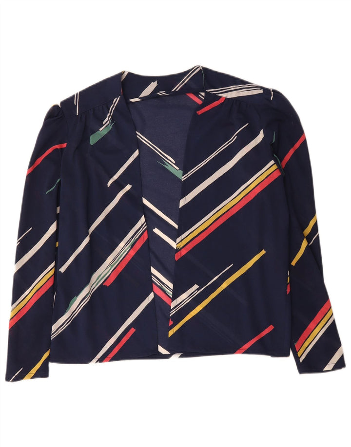 Vintage Damen Cardigan Top IT 42 Mittel Marineblau gestreift