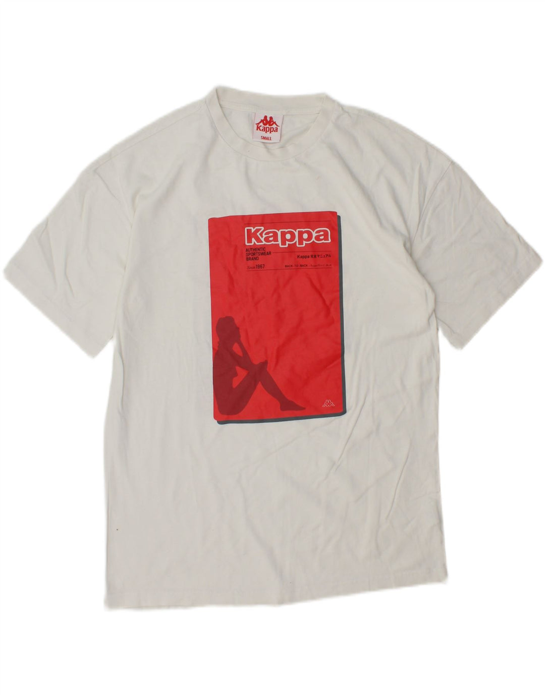 KAPPA Herren-T-Shirt mit Grafik, Größe S, weiße Baumwolle