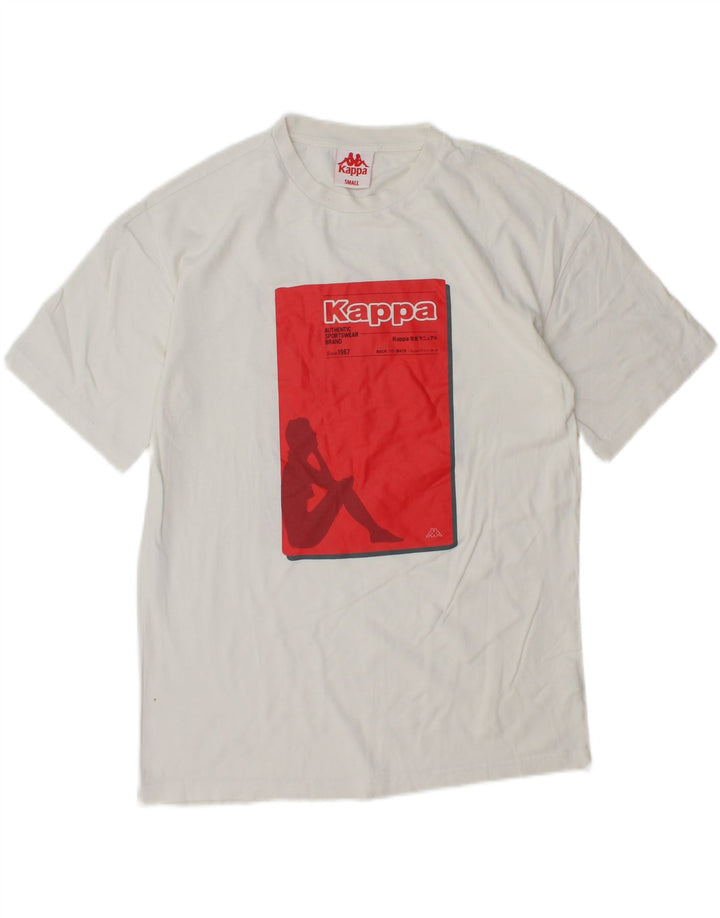 KAPPA Herren-T-Shirt mit Grafik, Größe S, weiße Baumwolle
