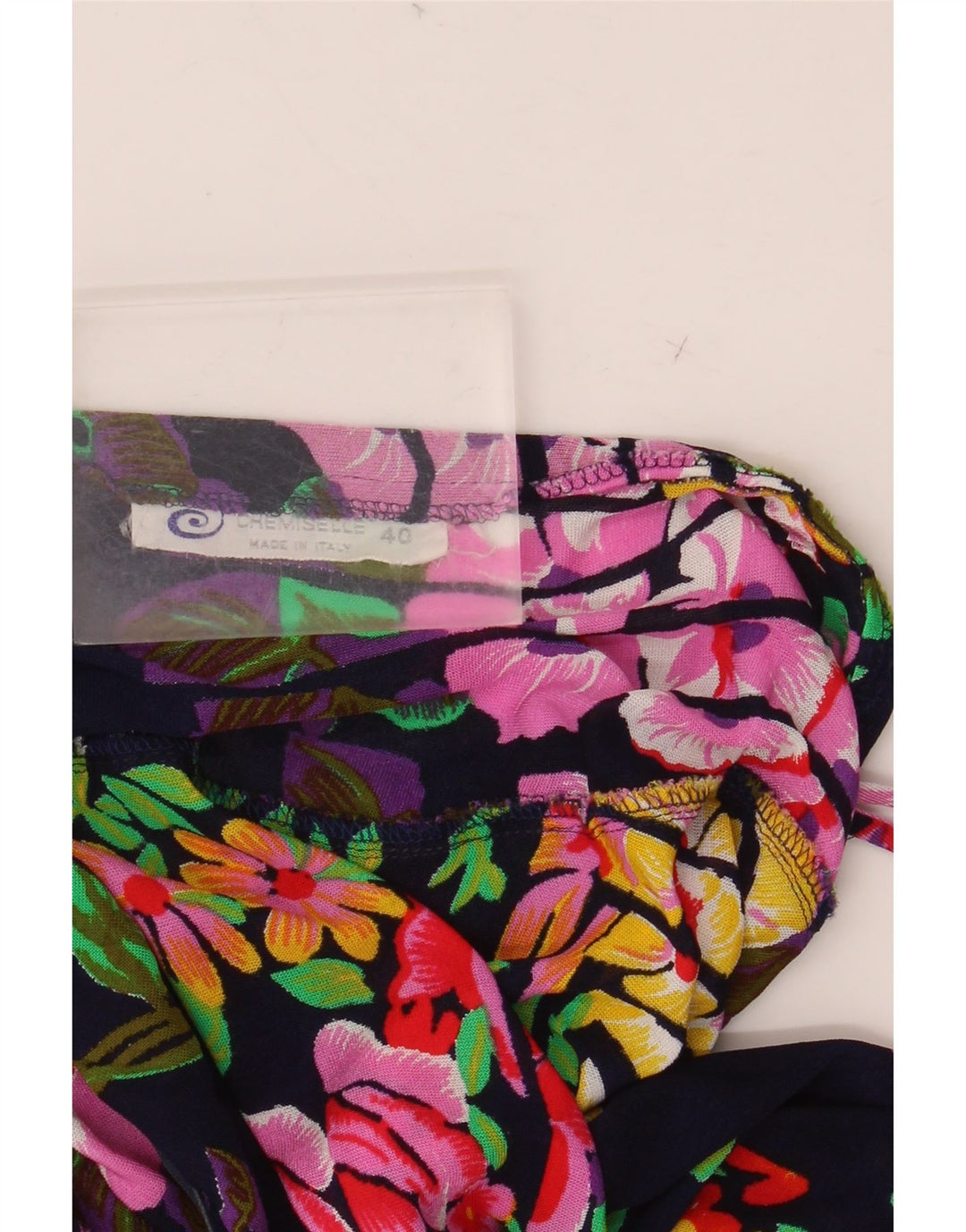 VINTAGE Damen-Maxirock mit hoher Taille, Größe 40, Größe S, W24, Marineblau mit Blumenmuster