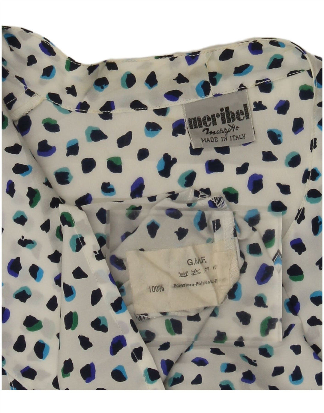 Marzotto Damen-Blusenoberteil, UK-Größe 44, groß, weiß geflecktes Polyester