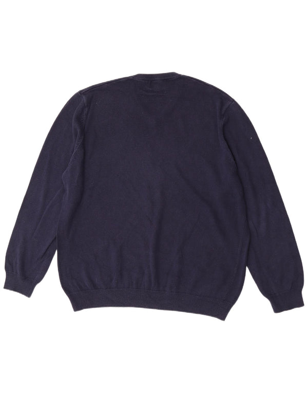 Marks & Spencer Herren-Pullover mit V-Ausschnitt, 2XL, marineblaue Baumwolle