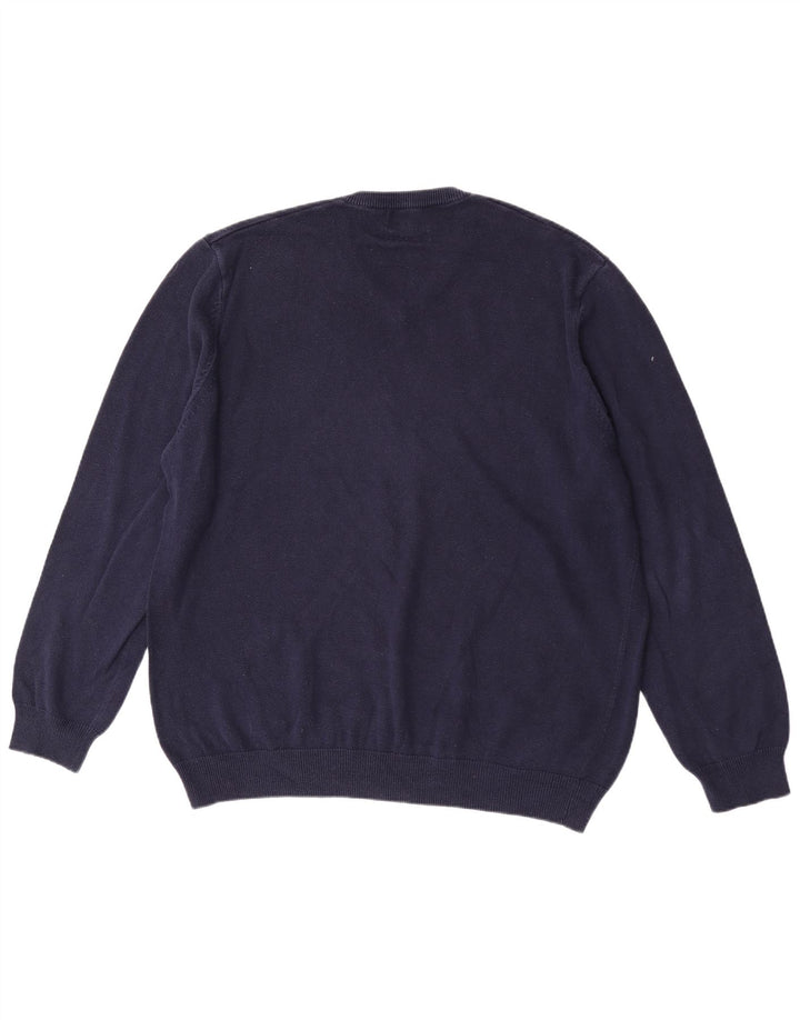 Marks & Spencer Herren-Pullover mit V-Ausschnitt, 2XL, marineblaue Baumwolle